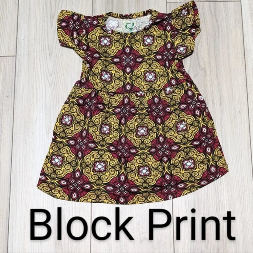 Toddler Girls Ruffle Sleeves Cotton Dress –Vibrant Block Print,NWOT, Casual Wear